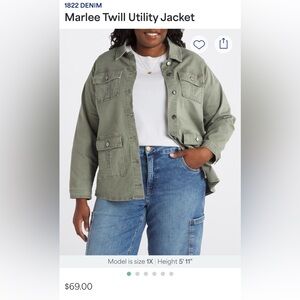 1822 Denim Utility Jacket - Olive Stitch Fix 2X